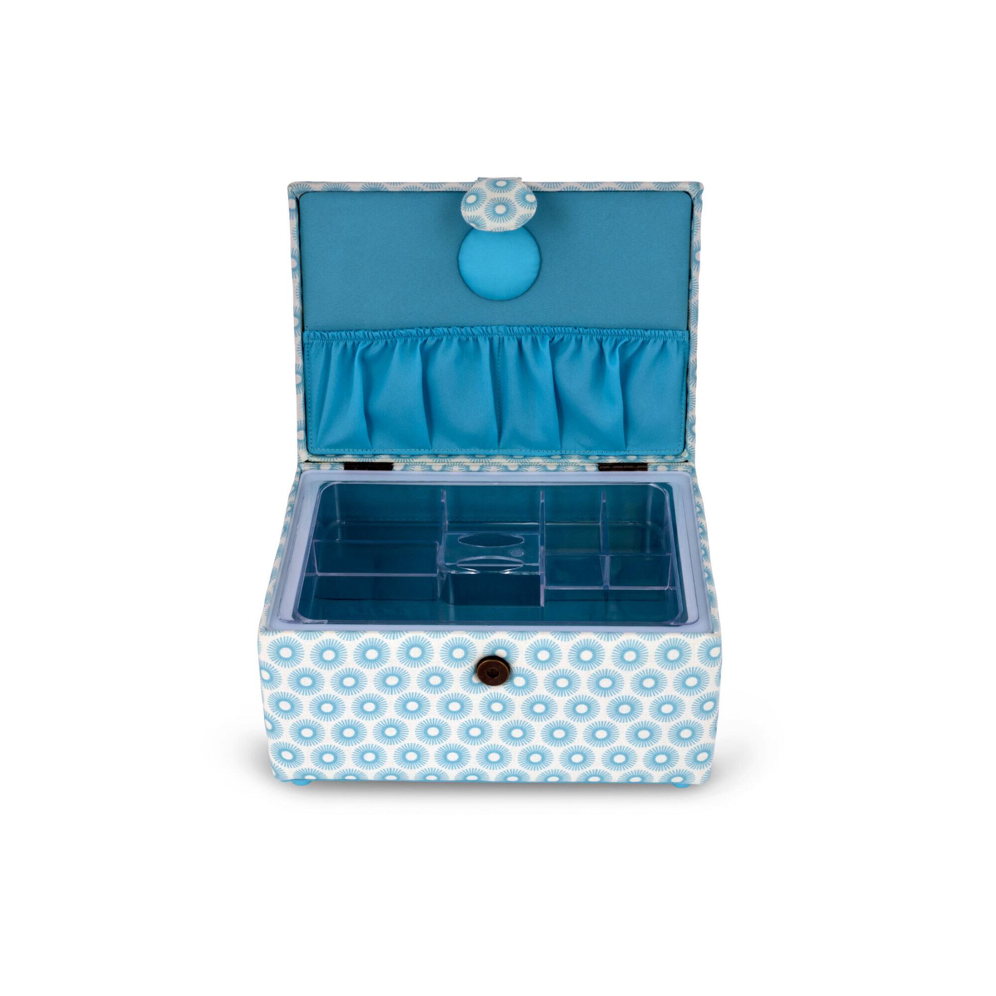 Dritz® Blue Retro Small Rectangular Sewing Basket